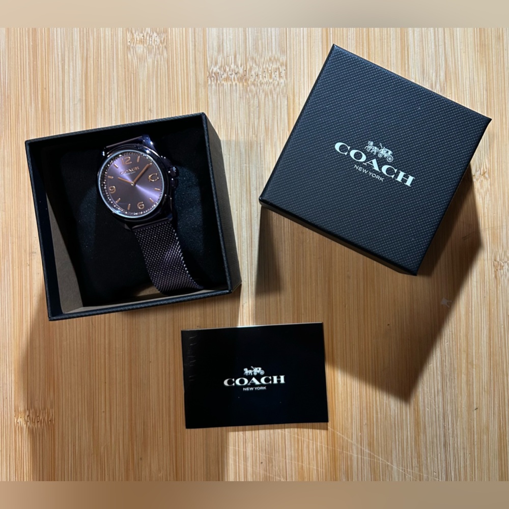 Coach Women's Purple Dial Stainless Mesh Strap Watch - Picture 6 of 6